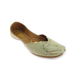 Fulkari Ethnic Embellished Leather Square Toe Mojaris-58