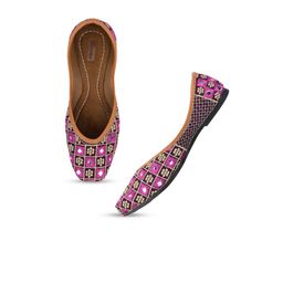 DESI COLOUR Women Purple Ethnic Mojaris Flats-15