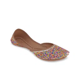 Fulkari Women Multicoloured Embellished Mojaris Flats-image-44