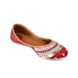DESI COLOUR Women Maroon Ethnic Mojaris Flats-picture-49