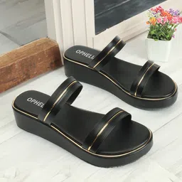 OPHELIA Striped Open Toe Flats-2
