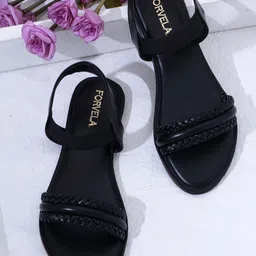 FORVELA Women Regular Velcro Open Toe Flats-image-84