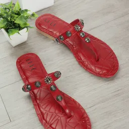 ELLE Embellished Open Toe T-Strap Flats-56