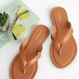 Vishudh Women Tan Solid Open Toe Flats-image-43