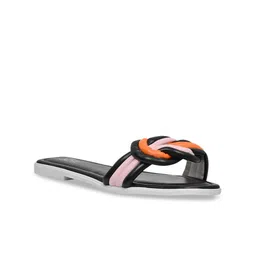Jove Women Black Open Toe Flats-image-4