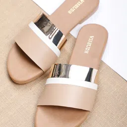Vishudh Women Gold-Toned Colourblocked Open Toe Flats-image-39