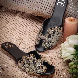 GLAM STORY Women Embroidered Party Open Toe Flats-image-95