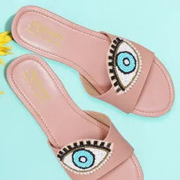 MEHNAM Embellished Open Toe Flats-2