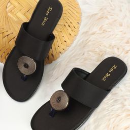 Retro Walk Embellished Open Toe Flats-36