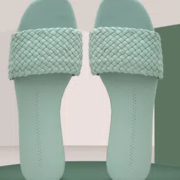 OLIVE MIST Women Woven Design Open Toe Flats-34