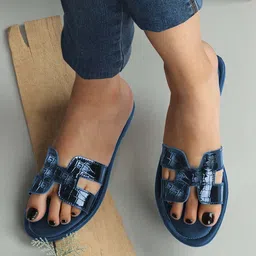 FIMBUL Textured Leather Open Toe Flats-41