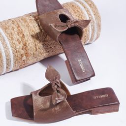 Gibelle Open Toe Flats With Bow-image-36