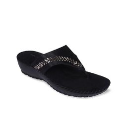 Rocia Women Black Embellished Open Toe Flats-78