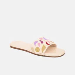ALL TABS OPEN Embroidered Open Toe Flats-41