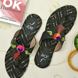 Jove Women Green Ethnic Embellished Open Toe Flats-image-10