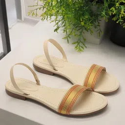 Picktoes Ethnic - Embellished Open Toe Flats With Backstrap-25