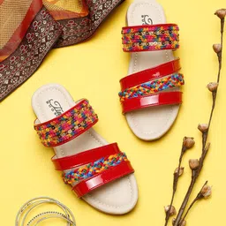 Tiny Bugs Girls Ethnic Open Toe Flats-35