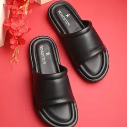 Roadster Black Open Toe Flats-44