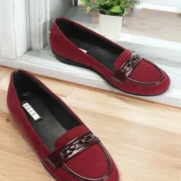 ELLE Round Toe Buckle Detail Ballerinas-image-49