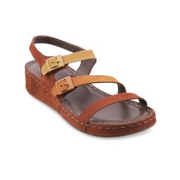 Mochi Women Brown Colourblocked Open Toe Flats-98