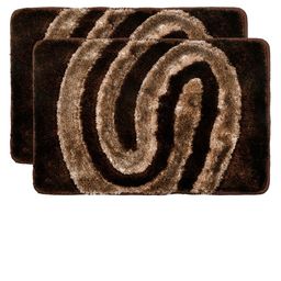 Kuber Industries Set Of 2 Brown & Beige Velvet Anti-Slip Doormats-13