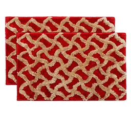 Kuber Industries Set Of 2 Red & Brown Textured Anti-Slip Doormats-57
