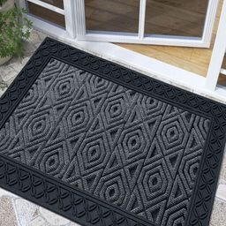 LUXEHOME INTERNATIONAL Grey & Black Hexagonal Patterned Rectangular Anti-Skid Doormat image 2