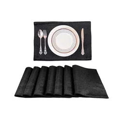 Lushomes Black 8 Pieces Rectangular Table Placemats image 2