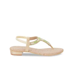 Mochi Embellished T-Strap Flats With Backstrap image 3