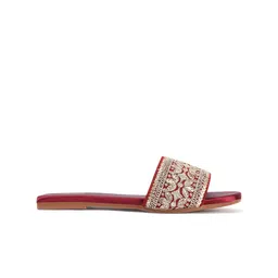 Anouk Red Embellished Open Toe Flats image 4