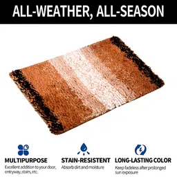 Kuber Industries 2Pcs Cream-Colored & Brown Self-Design Dust Trapper Mat image 3