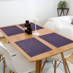 YELONA Purple 8 Pieces Floral Printed Rectangular Table Placemats-14