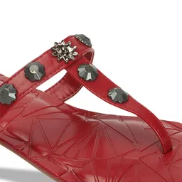 ELLE Embellished Open Toe T-Strap Flats image 3