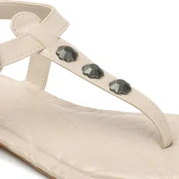 ELLE Open Toe Flats With Ankle Loop image 4