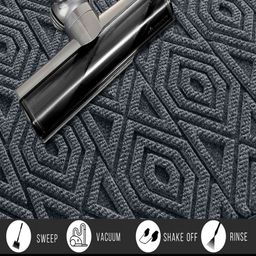 LUXEHOME INTERNATIONAL Grey & Black Hexagonal Patterned Rectangular Anti-Skid Doormat image 4