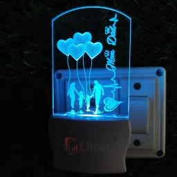 MOM DAD Acrylic 3D Illusion RGB 7 Colour Changing LED Plug and Play Night Lamp-28
