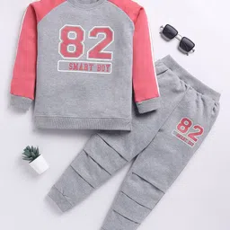 MIMINO Unisex Kids Printed Round Neck Long Sleeves Sweatshirt With Jogger-image-83