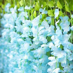 well art gallery Realistic Artificial Silk Wisteria Vine Ratta Silk Hanging (Set of 6) (Sky Blue) Blue Westeria Artificial Flower-picture-16