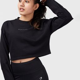 FUAARK Round Neck 2-Way Stretch Antimicrobial Crop Oversized Pullover Sweatshirt-image-14