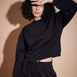 SASSAFRAS BASICS Round Neck Long Sleeves Oversized Fleece Pullover Sweatshirt-image-67