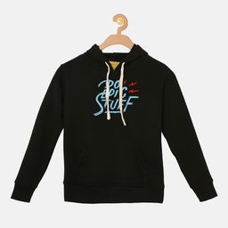 Instafab Boys Black Printed Hooded Sweatshirt-image-89