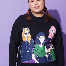BEYOUND SIZE - THE DRY STATE Women Black Printed Sweatshirt-24