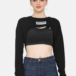 Aesthetic Bodies Women Black Cotton Sweatshirt-image-16