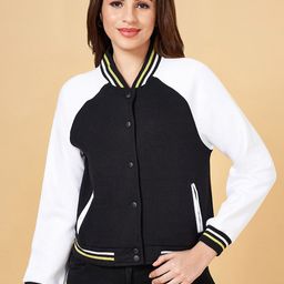 People Colourblocked Mock Collar Front Open Sweatshirt-picture-5
