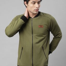 Rigo Men Olive Green Solid Fleece Sweatshirt-picture-39