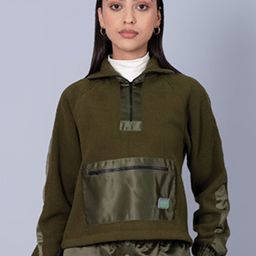 Muvazo Mock Collar Half Zipper Pullover Sweatshirt-image-17