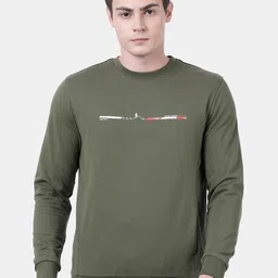 t-base Men Olive Green Cotton Sweatshirt-image-73