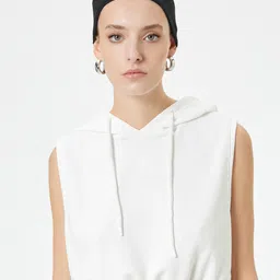 Koton Hooded Sleeveless Cropped Pullover-image-12