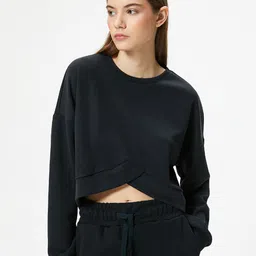 Koton Round Neck Crop Pullover-13