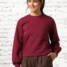 NOBERO Bubble Knit Self Design Quilted Pullover-image-91